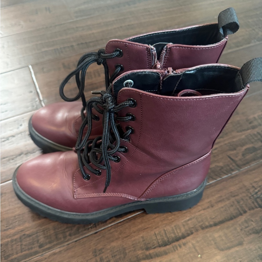 Steve Madden moto burgundy combat utility grunge 90’s lug boot size 8 - Picture 7 of 9